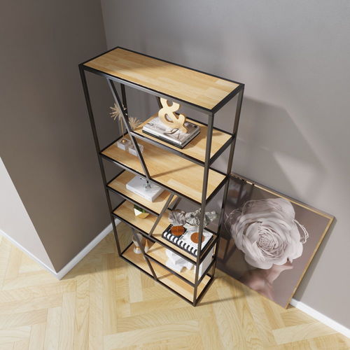 Kệ sách khung sắt gỗ cao su SFKS020