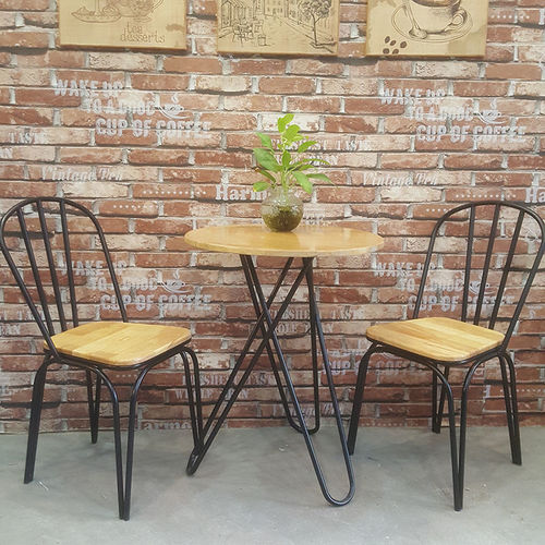 bàn ghế cafe gỗ chân sắt