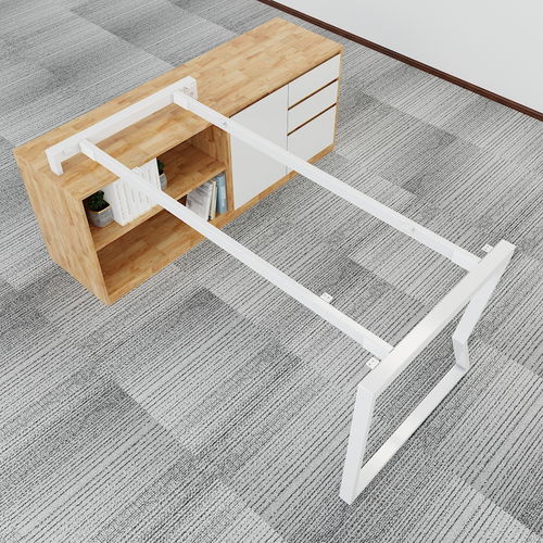 SFMC004- Bàn giám đốc gỗ cao su chân sắt chữ M gác tủ