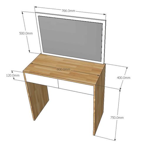 Bàn trang điểm gỗ cao su kèm gương SFBTD012