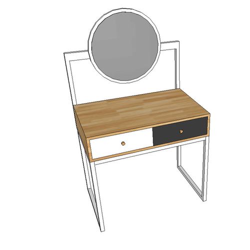 Bàn trang điểm gỗ cao su khung chân sắt gương tròn SFBTD002
