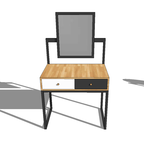 Bàn trang điểm gỗ cao su chân sắt gương chữ nhật SFBTD002