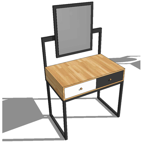Bàn trang điểm gỗ cao su chân sắt gương chữ nhật SFBTD002