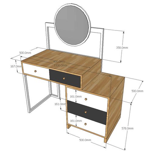 Bàn trang điểm chân tủ có gương tròn - SFBTD001