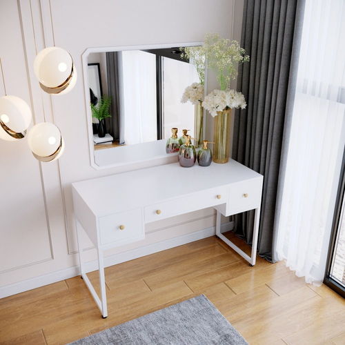 Bàn trang điểm 3 hộc kéo gỗ cao su SFBTD009