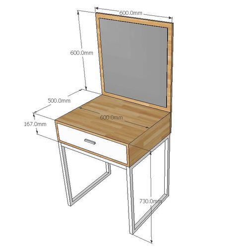 Bàn trang điểm Mini gỗ cao su chân sắt SFBTD007