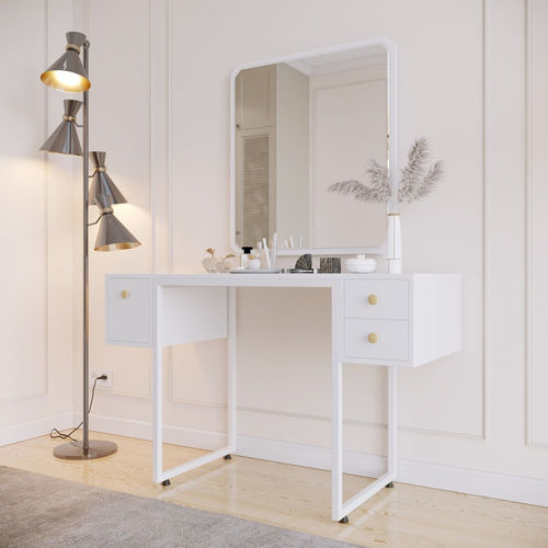Bàn trang điểm gỗ cao su hộc kéo bên SFBTD014