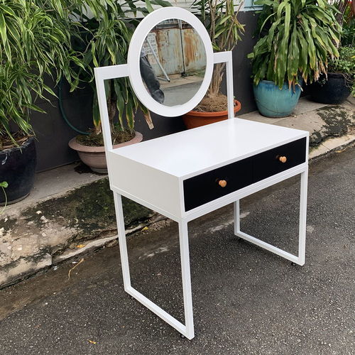 Bàn trang điểm gỗ cao su sơn trắng có gương - SFBTD010