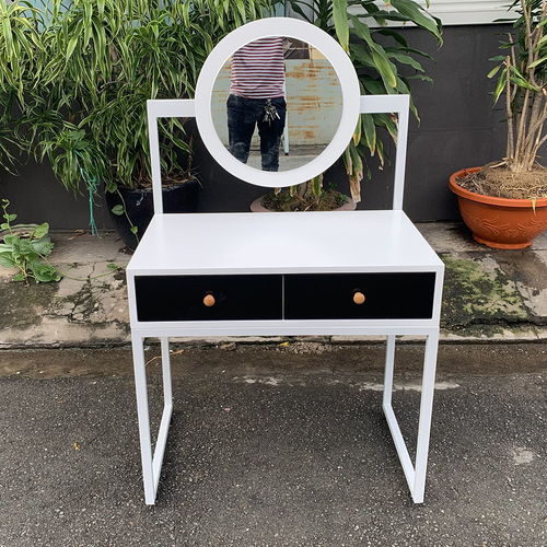 Bàn trang điểm gỗ cao su sơn trắng có gương - SFBTD010