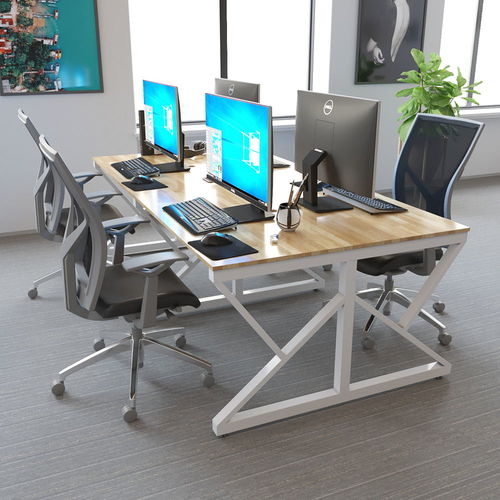 SFKC006 - Bàn cụm 4 chỗ ngồi gỗ cao su chân sắt chữ K
