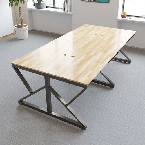 SFKC006 - Bàn cụm 4 chỗ ngồi gỗ cao su chân sắt chữ K