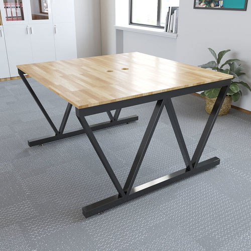 SFVC005 - Bàn cum 2 chỗ ngồi gỗ cao su chân sắt chữ V