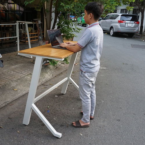 SFBD003- Bàn làm việc đứng gỗ TRE ÉP chân sắt chữ Y cao 105cm