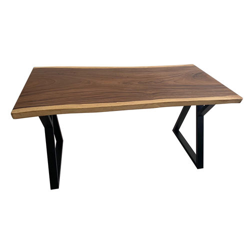 SFMT011 - Bàn gỗ Me Tây 80x160cm dày 5cm chân sắt W