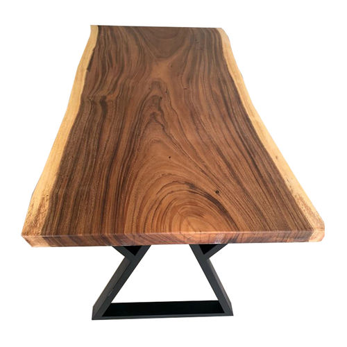 SFMT011 - Bàn gỗ Me Tây 80x160cm dày 5cm chân sắt W