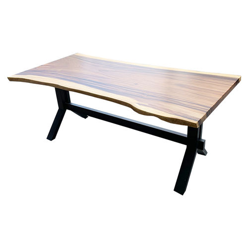 SFMT013 - Bàn gỗ Me Tây 80x160cm dày 5cm chân sắt lớn