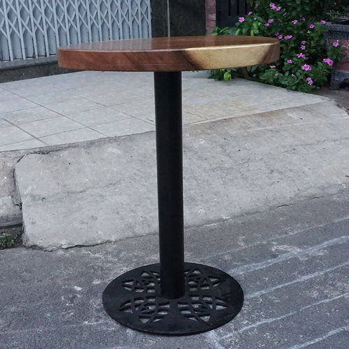 SFMT004 - Bàn cafe gỗ me tây tròn 60cm dày 5cm chân sắt
