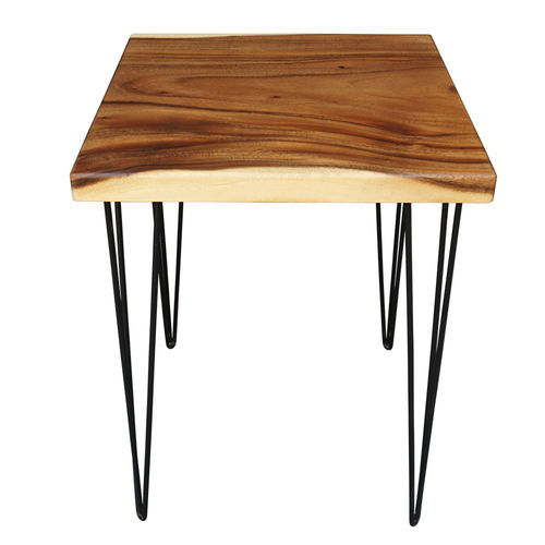 SFMT006 - Bàn cafe gỗ me tây VUÔNG 60cm dày 5cm chân Hairpin