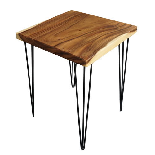 SFMT006 - Bàn cafe gỗ me tây VUÔNG 60cm dày 5cm chân Hairpin