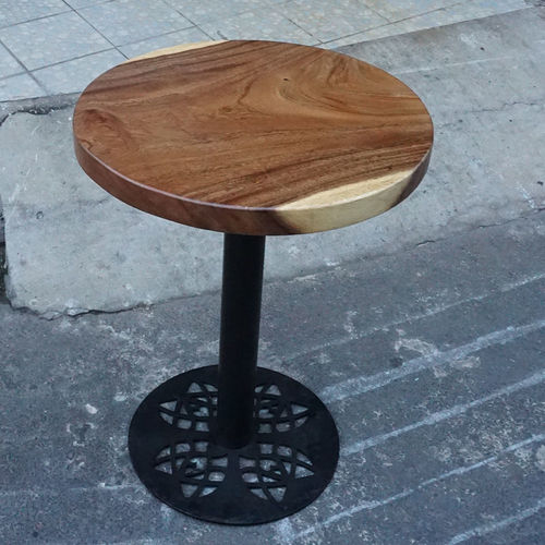 SFMT004 - Bàn cafe gỗ me tây tròn 60cm dày 5cm chân sắt