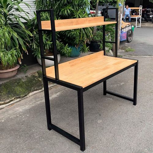 SFBK005 - Bàn làm việc kết hợp kệ khung sắt gỗ cao su