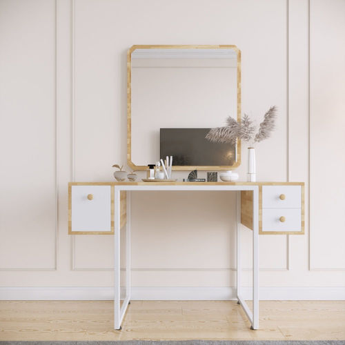 Bàn trang điểm gỗ cao su hộc kéo bên SFBTD014