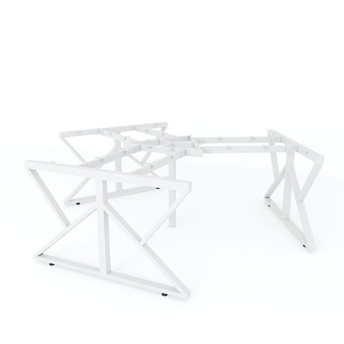 SFKC008 - Bàn cụm 3 chỗ ngồi góc 120 độ gỗ cao su chân sắt chữ K