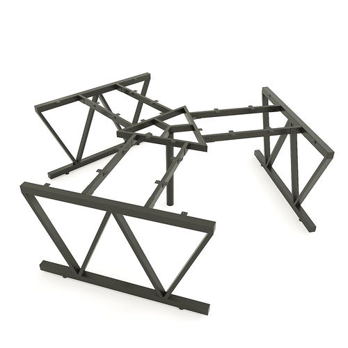 SFVC008 - Bàn cụm 3 chỗ ngồi góc 120 độ gỗ cao su chân sắt chữ V