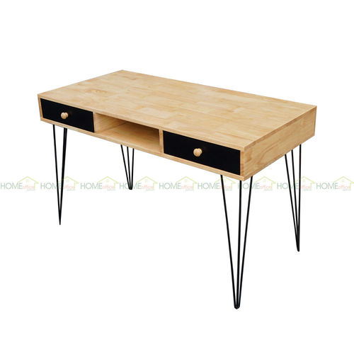 SFBHK006- Bàn  2 hộc kéo gỗ cao su chân sắt Hairpin ( 60x120x75cm)