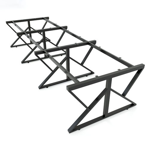 SFKC007 - Bàn cụm 6 chỗ ngồi gỗ cao su chân sắt chữ K