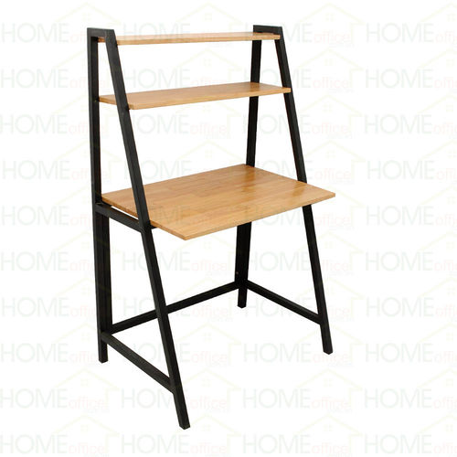 SFBK009 - Bàn làm việc kết hợp kệ gỗ cao su khung sắt chữ A