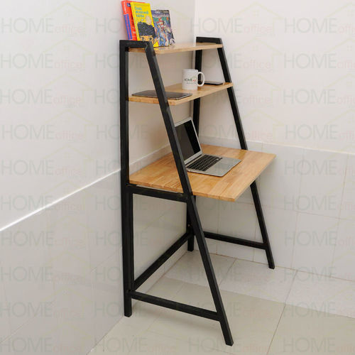 SFBK009 - Bàn làm việc kết hợp kệ gỗ cao su khung sắt chữ A