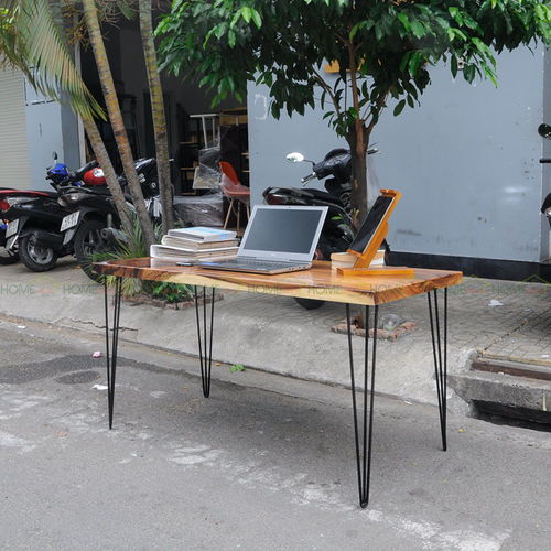 SFMT015 - Bàn gỗ Me Tây 70x140cm dày 5cm chân sắt Hairpin