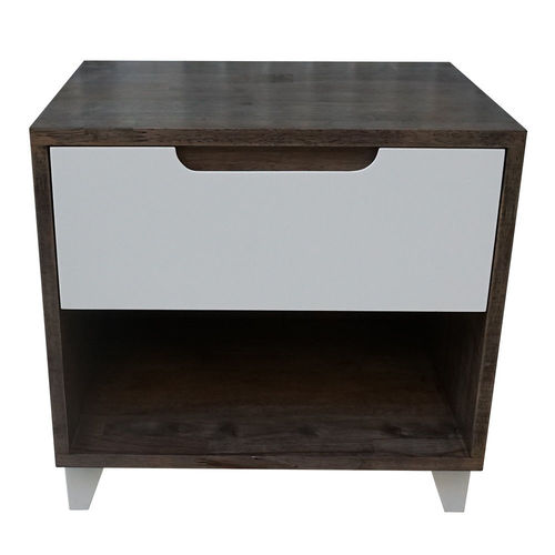 SFTDG005- Tủ đầu giường 1 ngăn kéo gỗ cao su màu nâu cửa trắng (50x40x48cm)