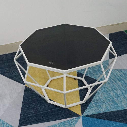 SFBT018 - Bàn Sofa Dimond khung trắng kính đen
