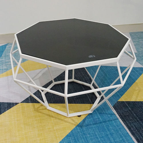 SFBT018 - Bàn Sofa Dimond khung trắng kính đen