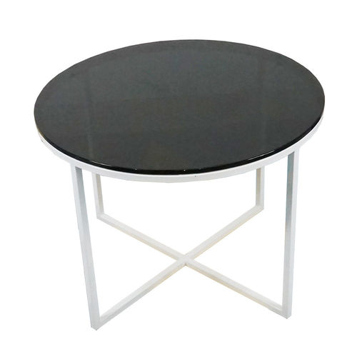 SFBT024 -  Bàn Sofa chân chữ thập mặt kính đen