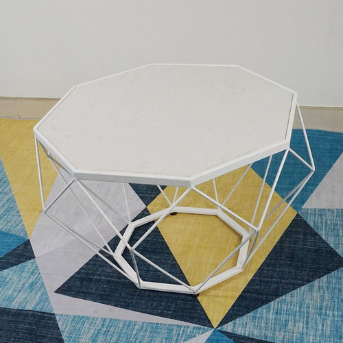 SFBT026- Bàn Sofa Dimond khung trắng mặt đá trắng