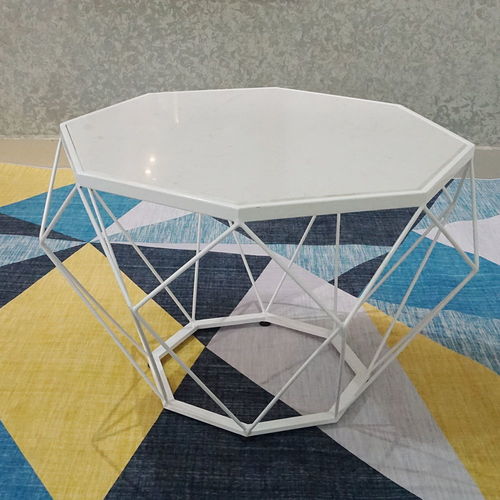 SFBT026- Bàn Sofa Dimond khung trắng mặt đá trắng