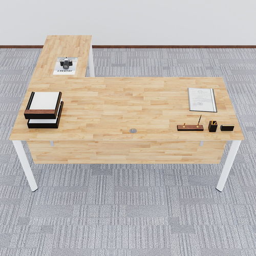 Bàn góc chữ L gỗ cao su chân sắt oval 2