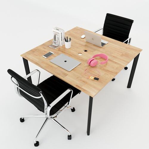 Bàn làm việc cụm 2 chỗ ngồi cao su chân sắt Oval 2