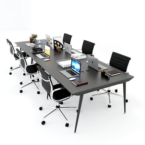 Bàn làm việc cụm 6 chỗ ngồi gỗ cao su chân sắt côn 2