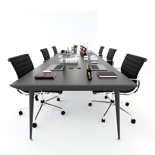 Bàn làm việc cụm 6 chỗ ngồi gỗ cao su chân sắt côn 3