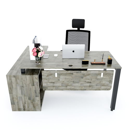 Bàn giám đốc gỗ cao su chân sắt tam giác 2
