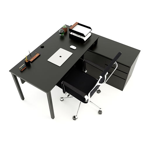 SFUC004 - Bàn giám đốc gỗ cao su chân sắt chữ U gác tủ 3