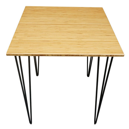 SFBCF003- Bàn Cafe vuông 60cm mặt gỗ tre chân sắt Hairpin
