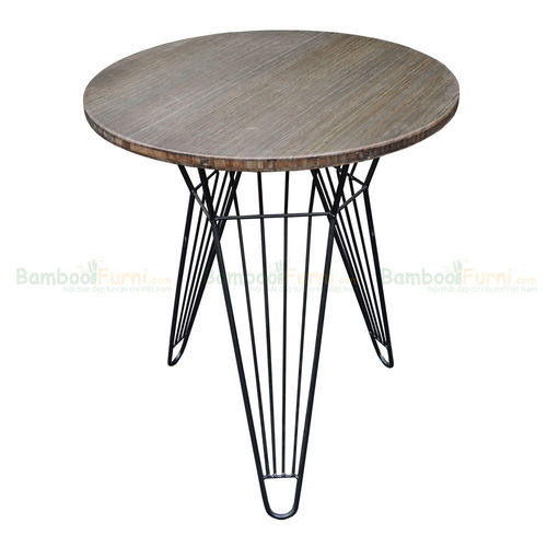 SFBCF005- Bàn Cafe gỗ TRE ÉP tròn 60cm chân sắt Lap