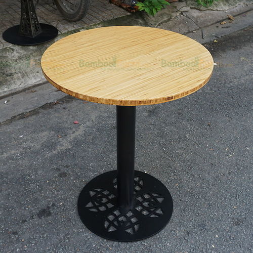 SFBCF010- Bàn cafe gỗ TRE ÉP tròn 60cm chân sắt đế hoa văn