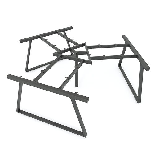 SFTV121 - Chân bàn cụm 3 chỗ sắt 25x50 lắp ráp hình thang vuông