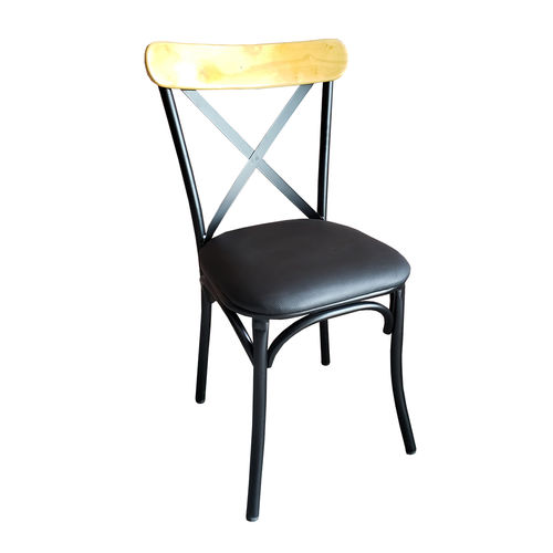GCF001 - Ghế Cafe, ghế ăn khung sắt gỗ đít nệm đen